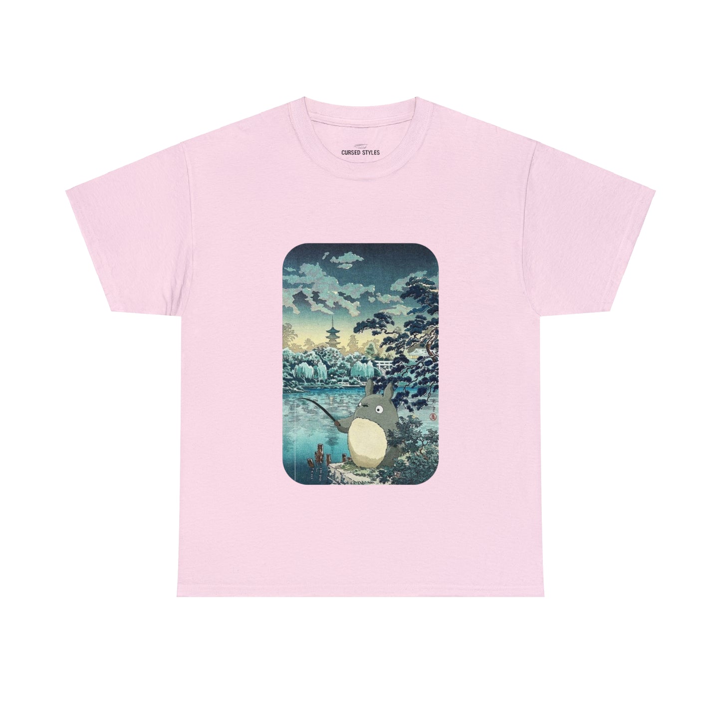 Unisex Heavy Cotton T-shirt - "Totoro Fishing" from Studio Ghibli