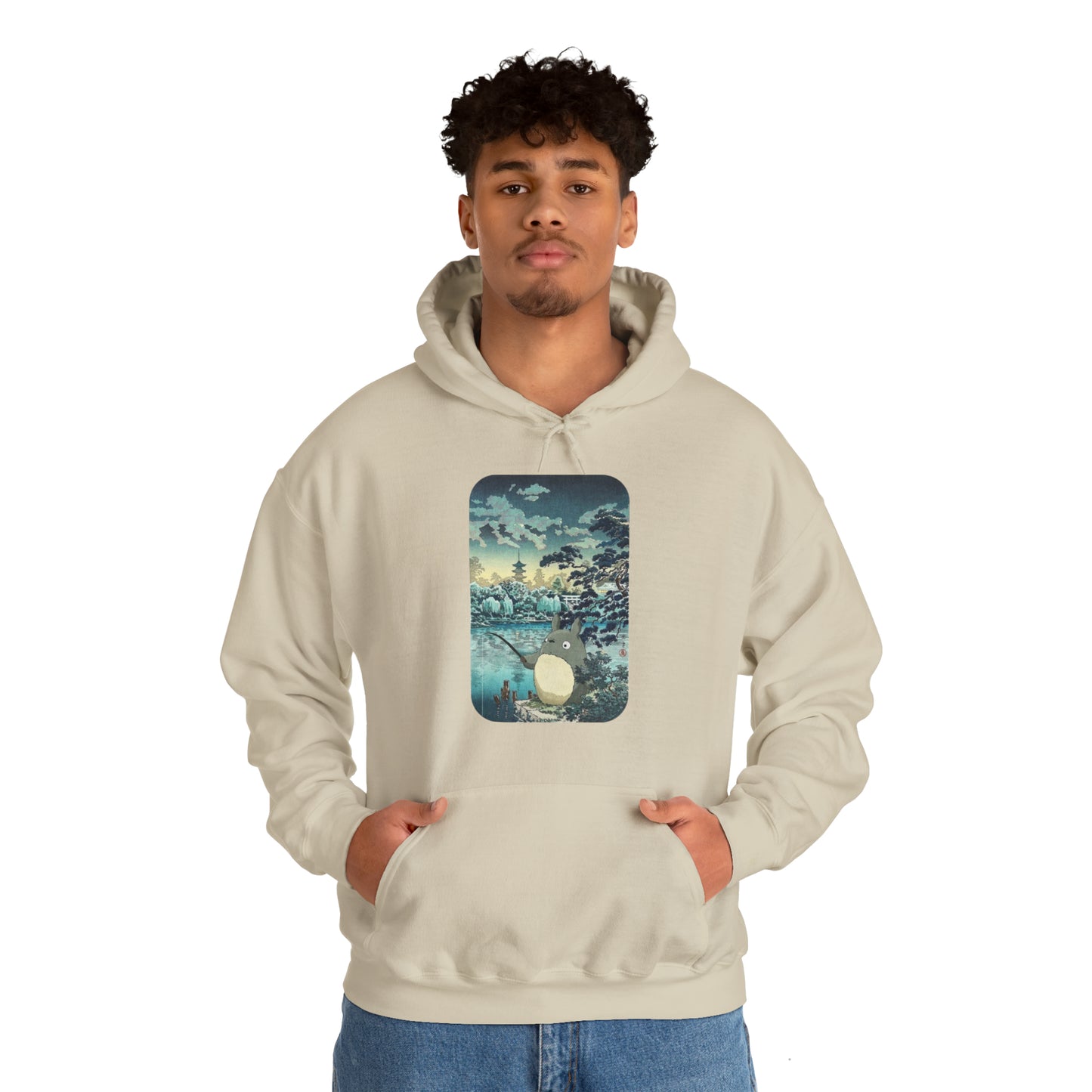 Unisex Heavy Blend™ Hoodie - "Totoro Fishing" from Studio Ghibli