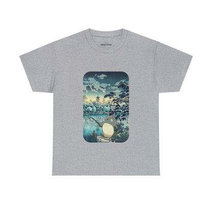 Unisex Heavy Cotton T-shirt - "Totoro Fishing" from Studio Ghibli