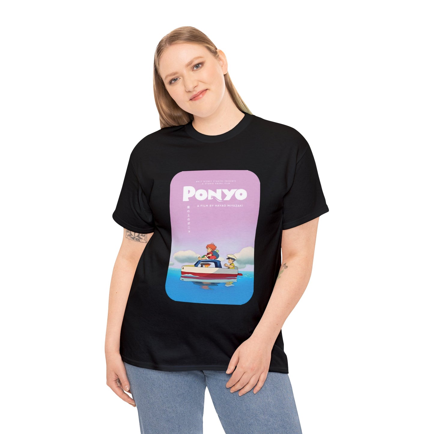 Unisex Heavy Cotton T-shirt - "Ponyo Movie Poster" from Studio Ghibli