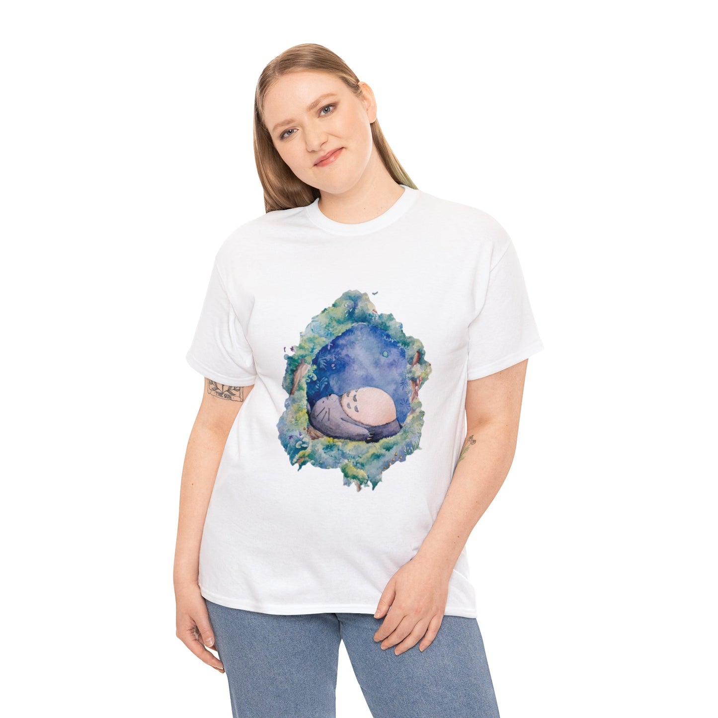 Unisex Heavy Cotton T-shirt - "Totoro Sleeping" from Studio Ghibli