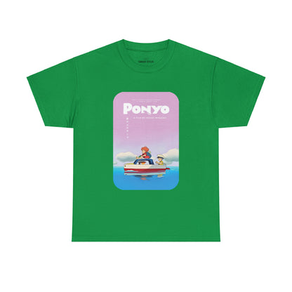 Unisex Heavy Cotton T-shirt - "Ponyo Movie Poster" from Studio Ghibli