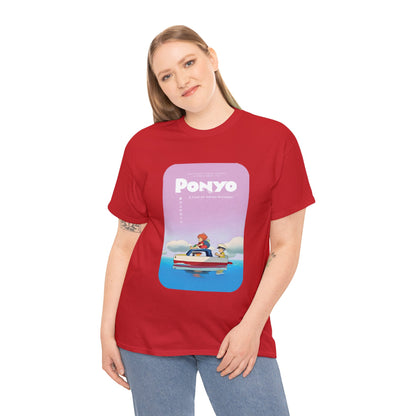 Unisex Heavy Cotton T-shirt - "Ponyo Movie Poster" from Studio Ghibli