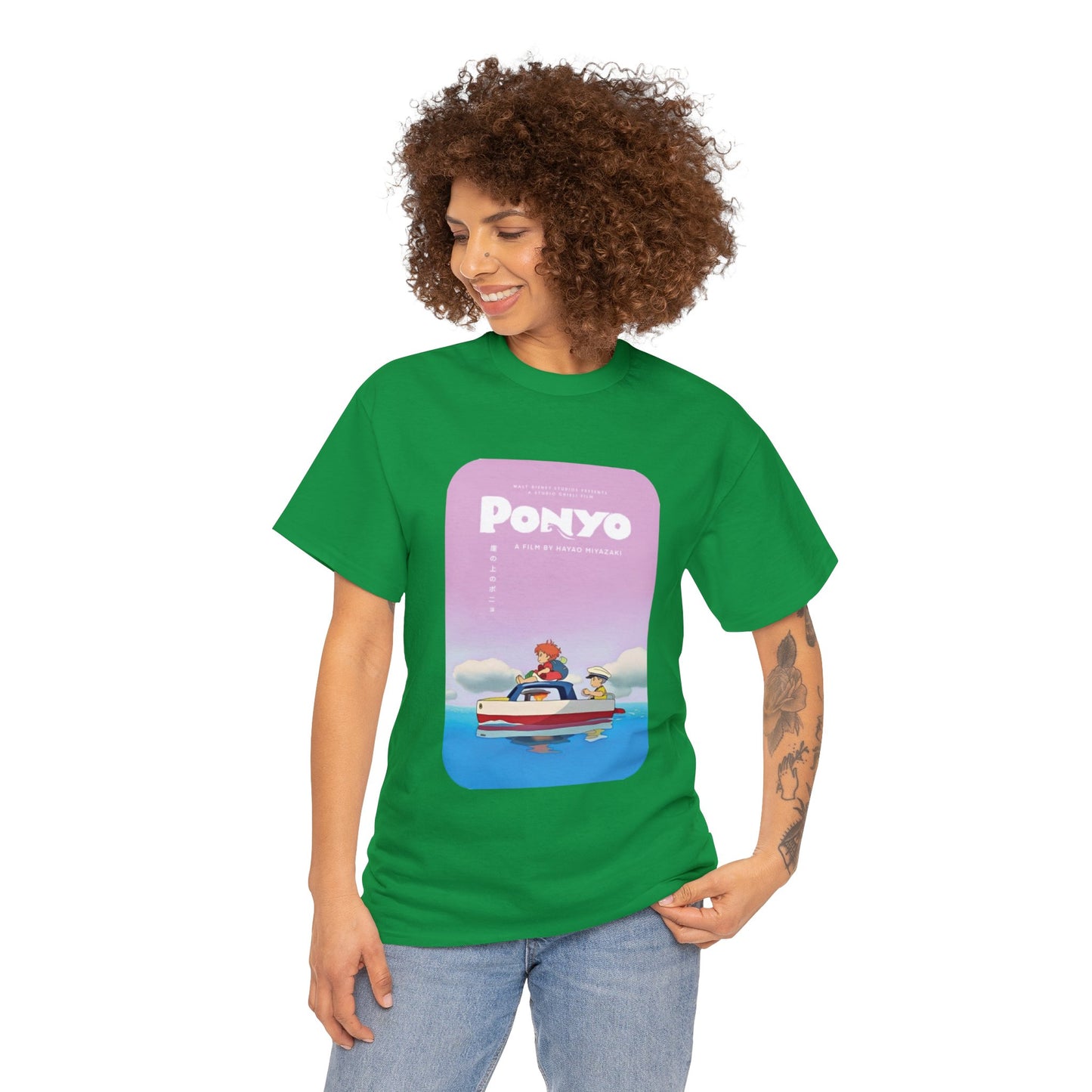 Unisex Heavy Cotton T-shirt - "Ponyo Movie Poster" from Studio Ghibli