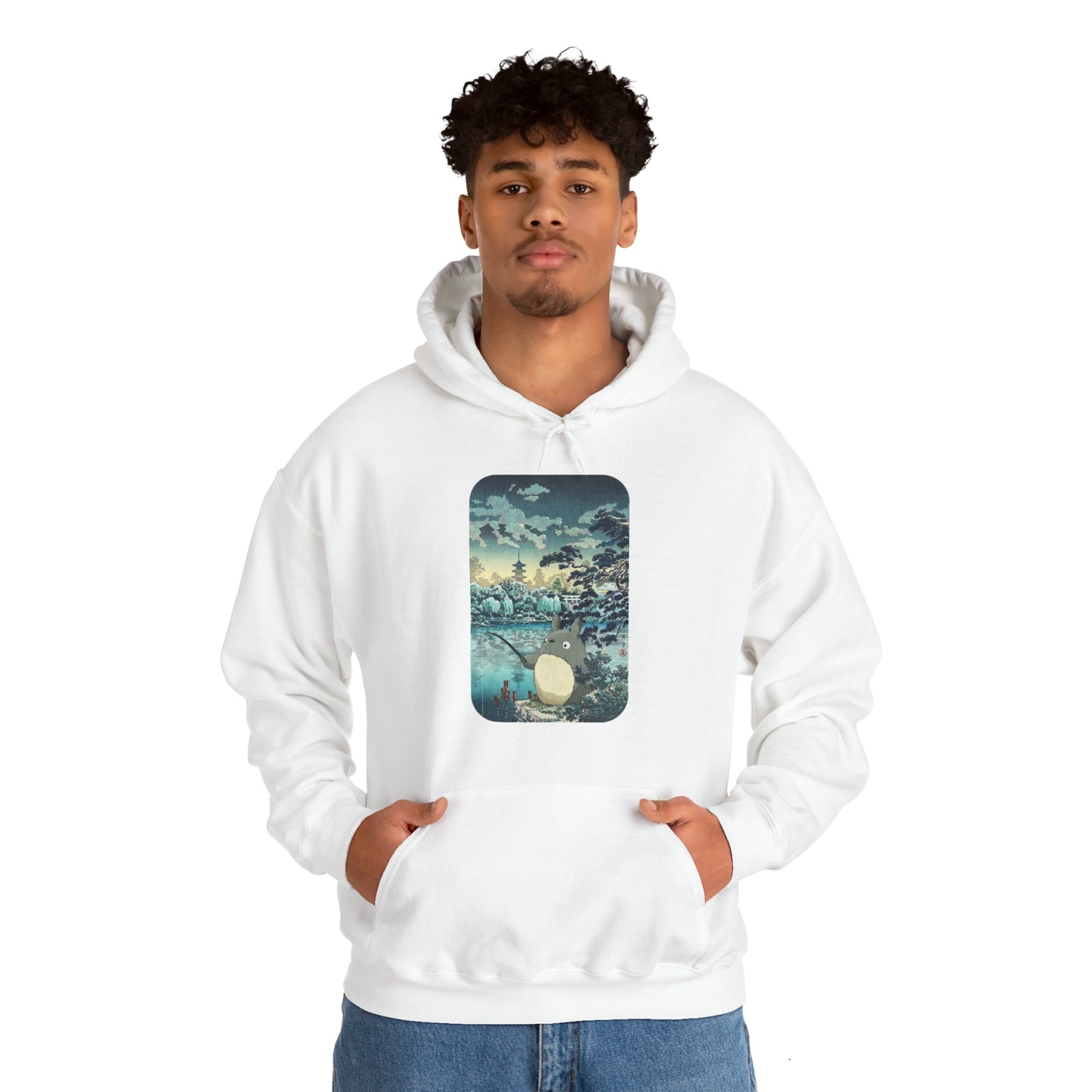 Unisex Heavy Blend™ Hoodie - "Totoro Fishing" from Studio Ghibli