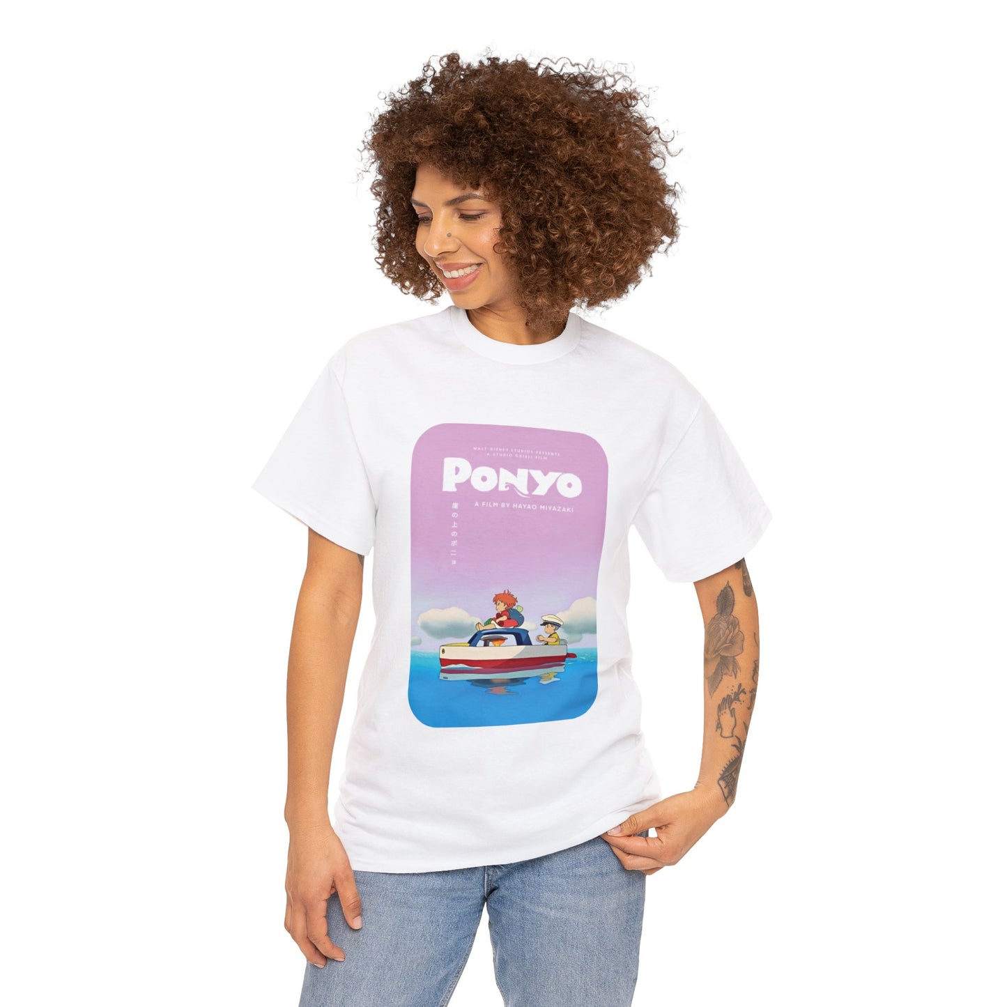 Unisex Heavy Cotton T-shirt - "Ponyo Movie Poster" from Studio Ghibli