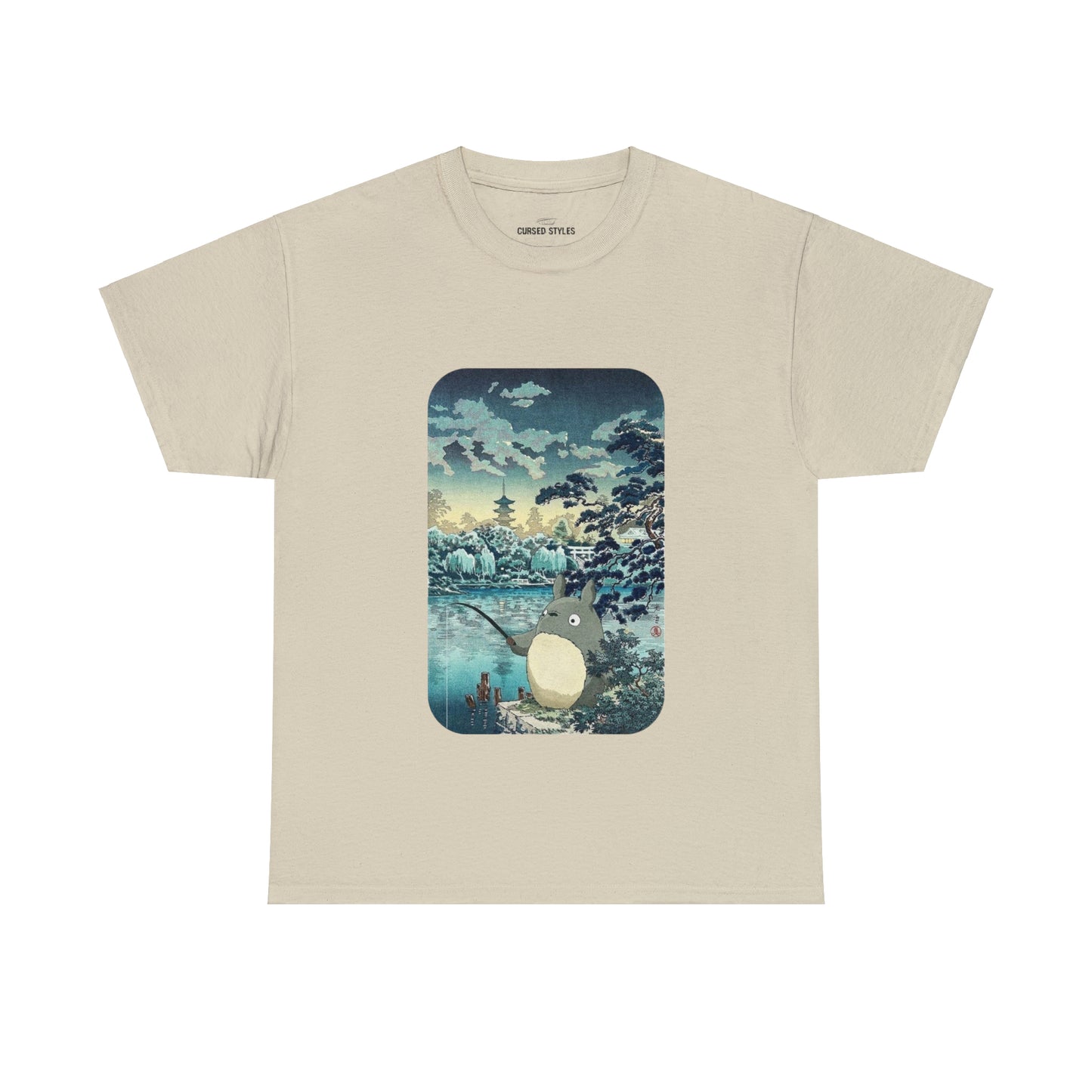 Unisex Heavy Cotton T-shirt - "Totoro Fishing" from Studio Ghibli