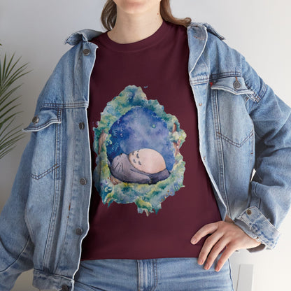 Unisex Heavy Cotton T-shirt - "Totoro Sleeping" from Studio Ghibli