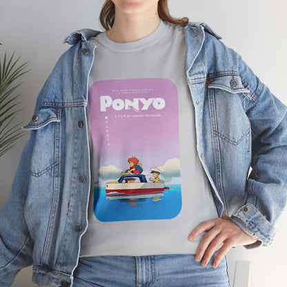 Unisex Heavy Cotton T-shirt - "Ponyo Movie Poster" from Studio Ghibli