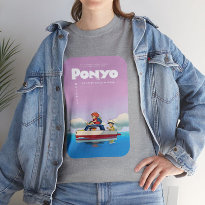 Unisex Heavy Cotton T-shirt - "Ponyo Movie Poster" from Studio Ghibli