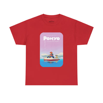 Unisex Heavy Cotton T-shirt - "Ponyo Movie Poster" from Studio Ghibli