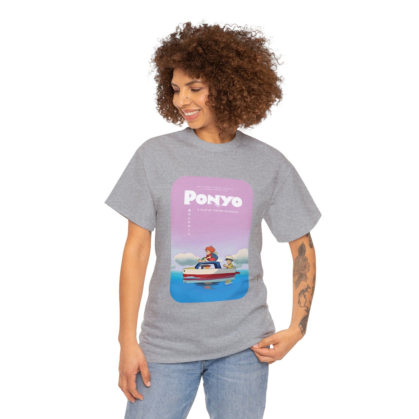 Unisex Heavy Cotton T-shirt - "Ponyo Movie Poster" from Studio Ghibli