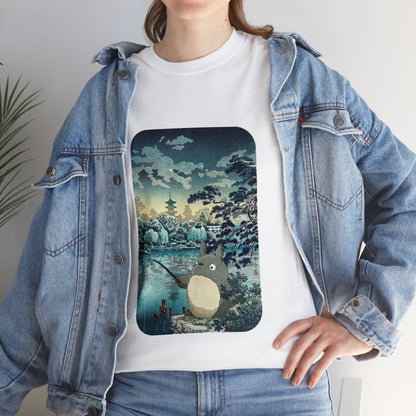 Unisex Heavy Cotton T-shirt - "Totoro Fishing" from Studio Ghibli