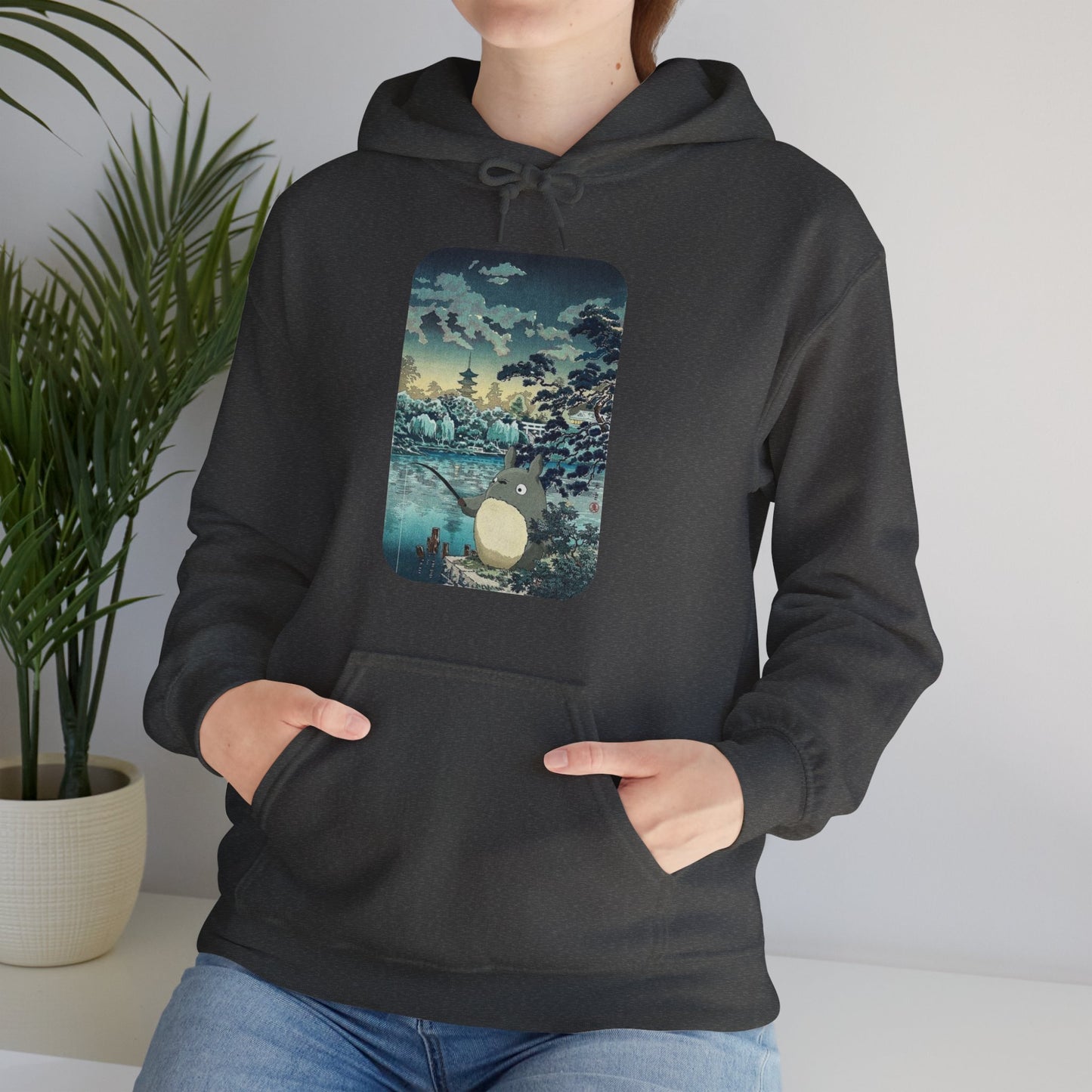 Unisex Heavy Blend™ Hoodie - "Totoro Fishing" from Studio Ghibli