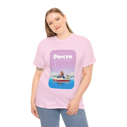 Unisex Heavy Cotton T-shirt - "Ponyo Movie Poster" from Studio Ghibli