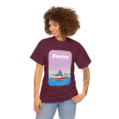 Unisex Heavy Cotton T-shirt - "Ponyo Movie Poster" from Studio Ghibli