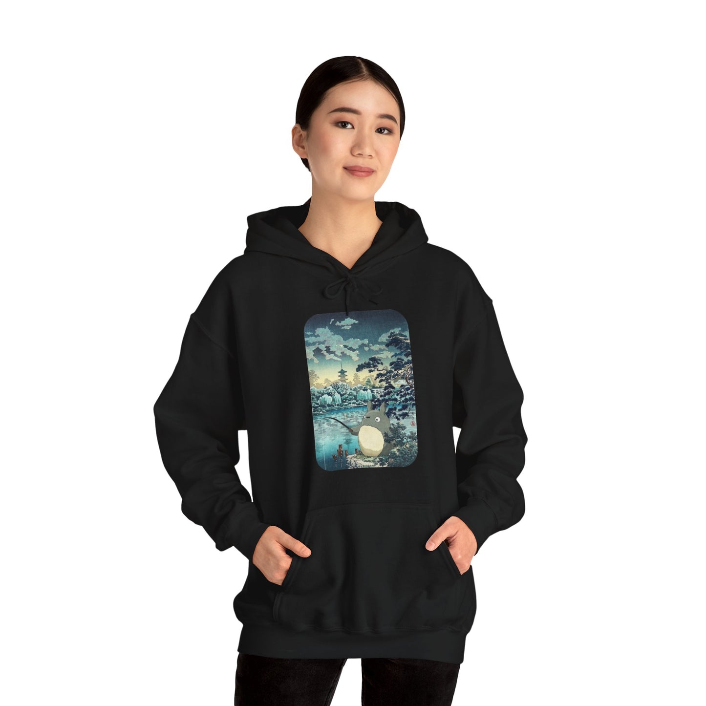 Unisex Heavy Blend™ Hoodie - "Totoro Fishing" from Studio Ghibli