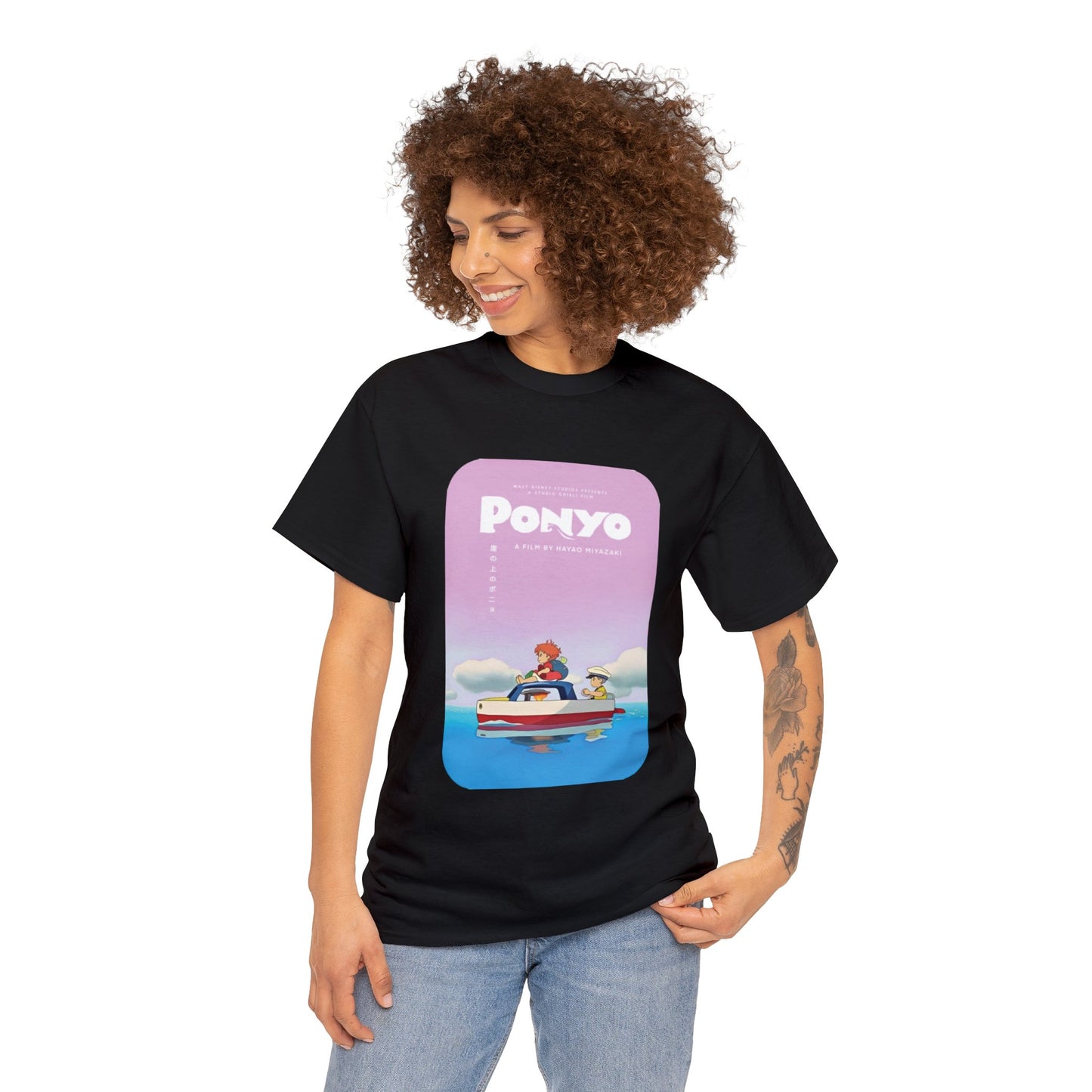 Unisex Heavy Cotton T-shirt - "Ponyo Movie Poster" from Studio Ghibli