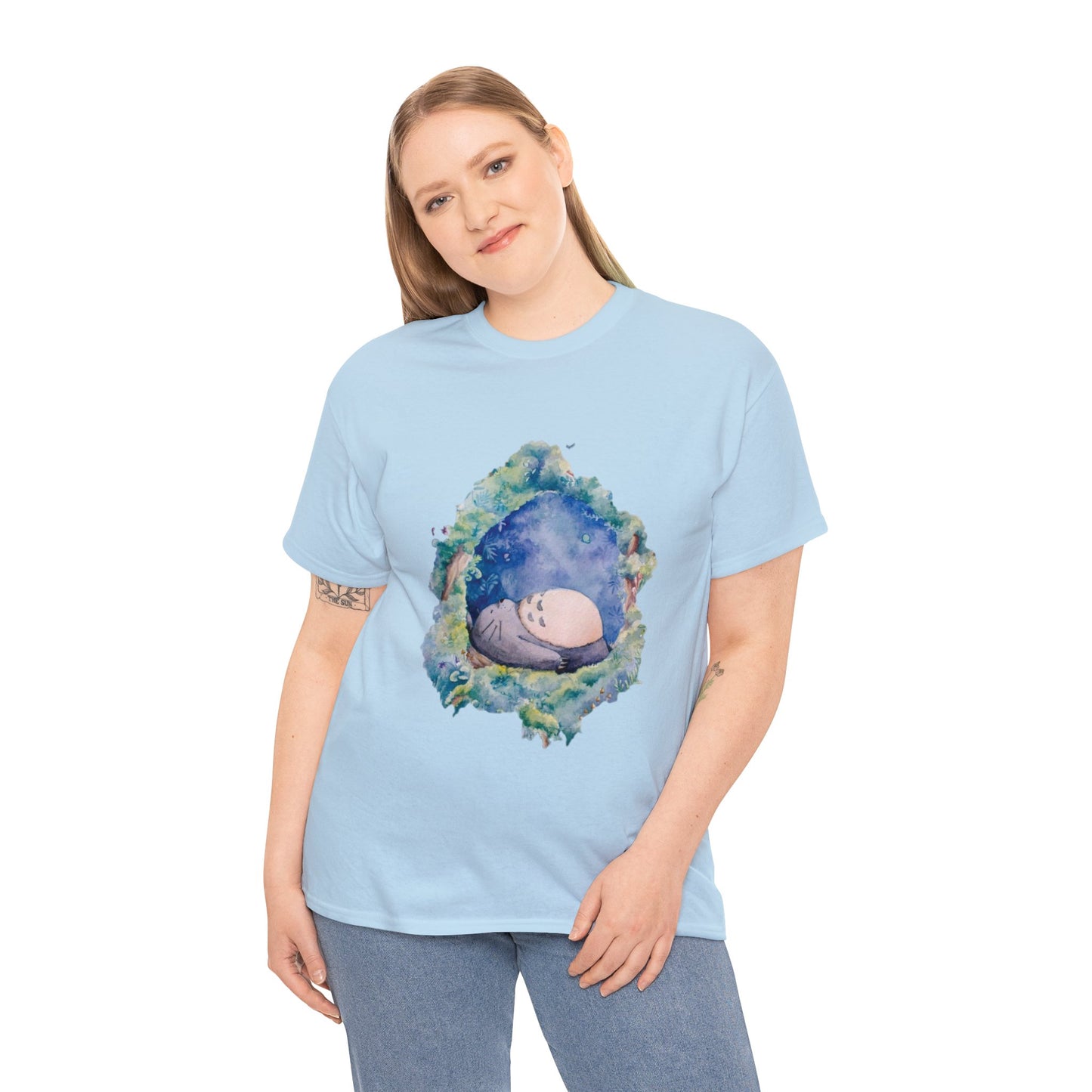 Unisex Heavy Cotton T-shirt - "Totoro Sleeping" from Studio Ghibli