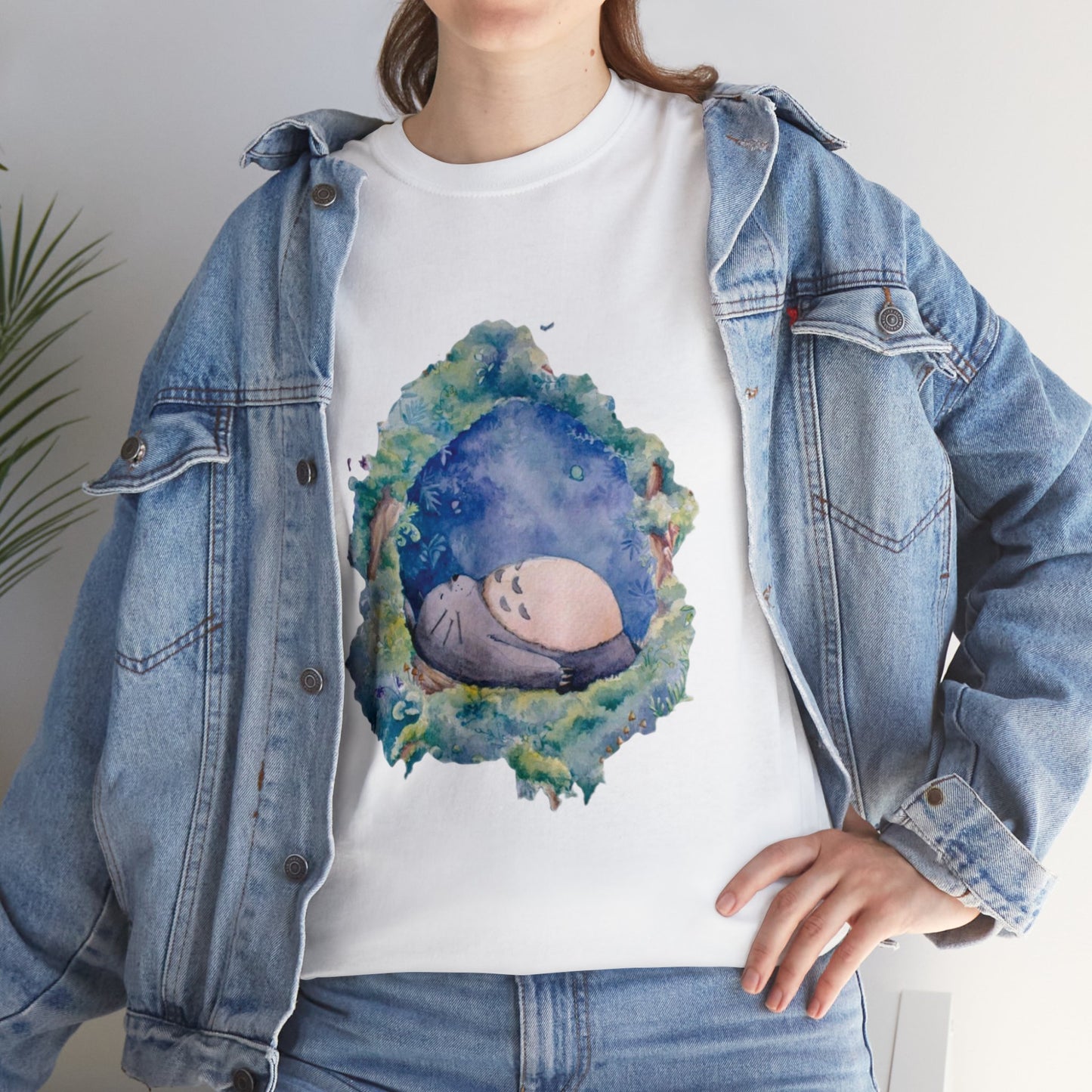 Unisex Heavy Cotton T-shirt - "Totoro Sleeping" from Studio Ghibli