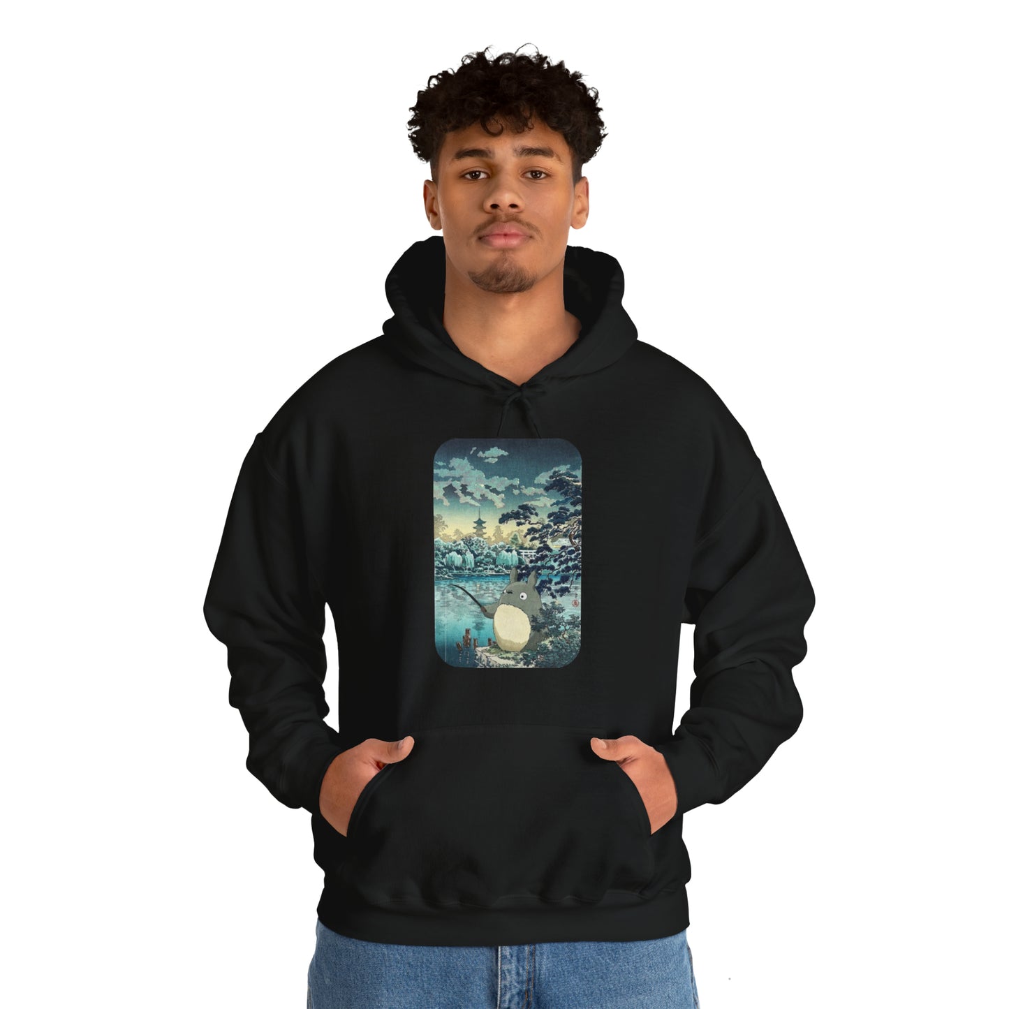 Unisex Heavy Blend™ Hoodie - "Totoro Fishing" from Studio Ghibli