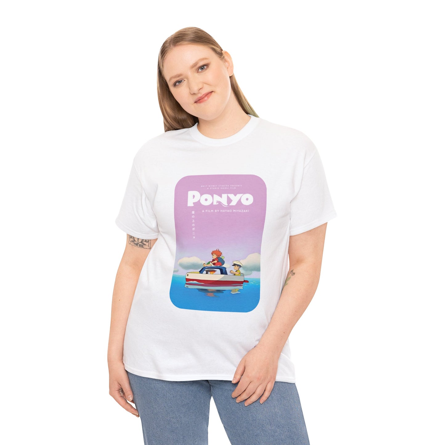 Unisex Heavy Cotton T-shirt - "Ponyo Movie Poster" from Studio Ghibli