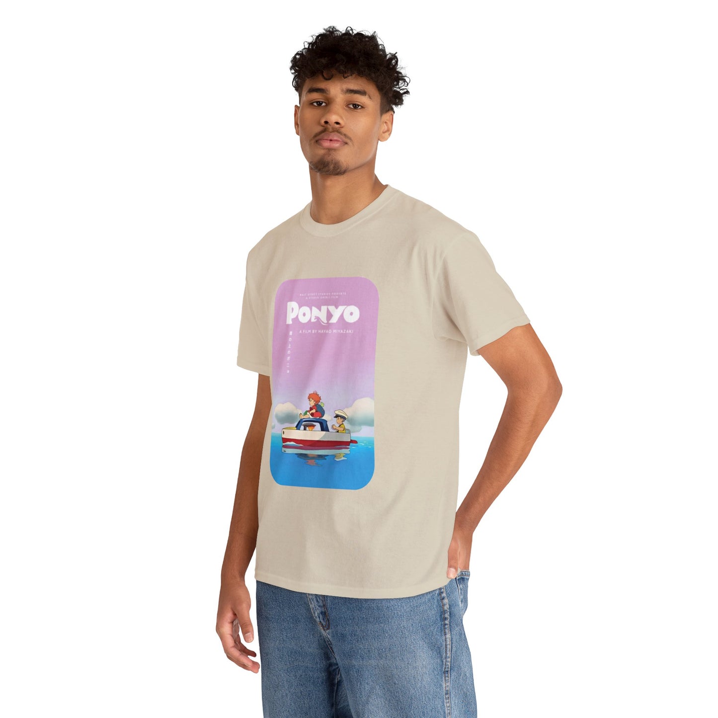 Unisex Heavy Cotton T-shirt - "Ponyo Movie Poster" from Studio Ghibli