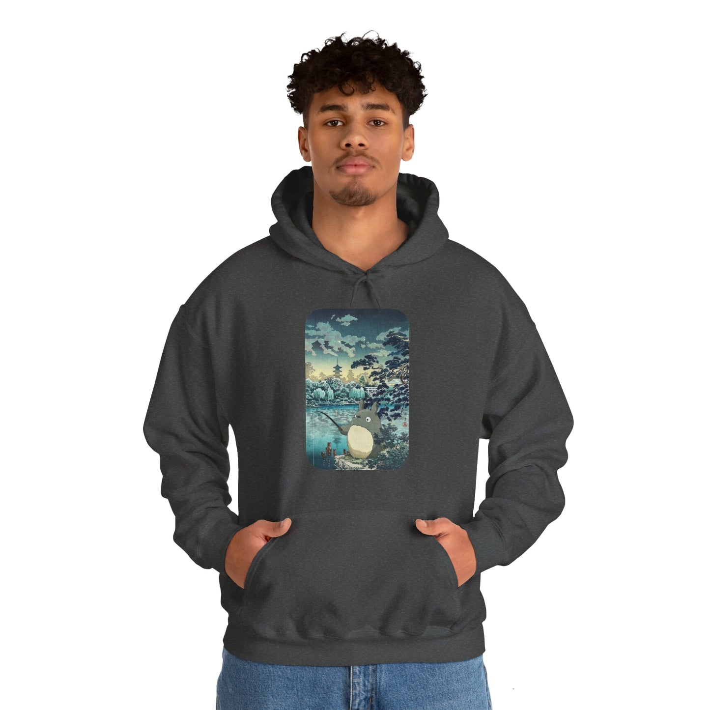 Unisex Heavy Blend™ Hoodie - "Totoro Fishing" from Studio Ghibli