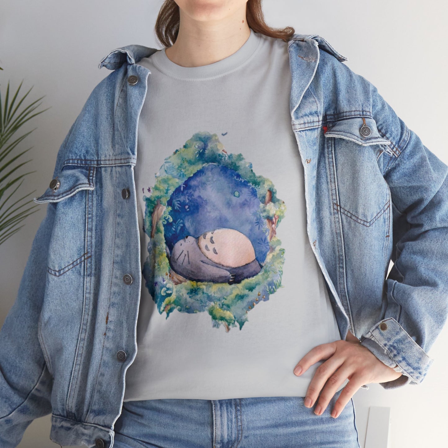 Unisex Heavy Cotton T-shirt - "Totoro Sleeping" from Studio Ghibli