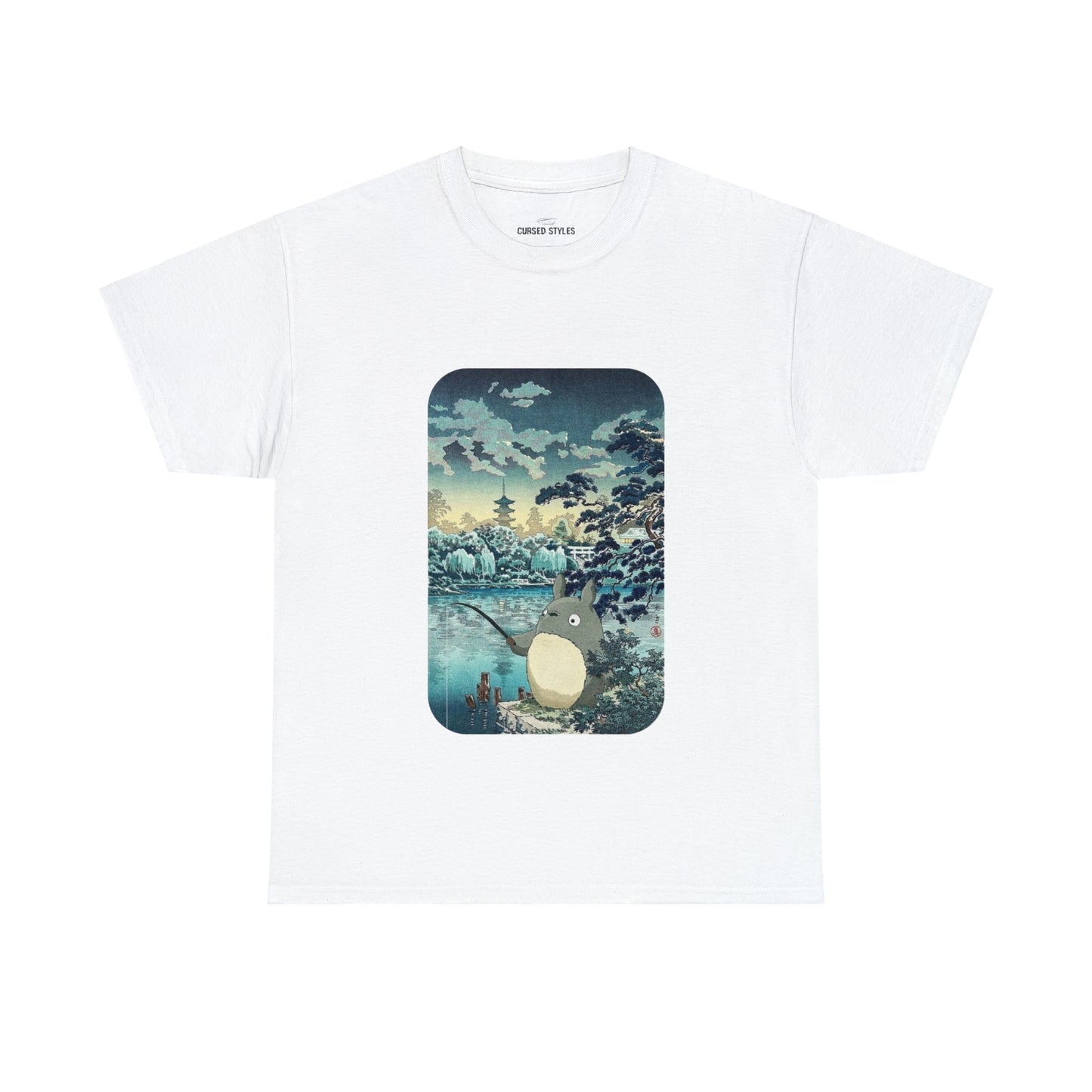 Unisex Heavy Cotton T-shirt - "Totoro Fishing" from Studio Ghibli