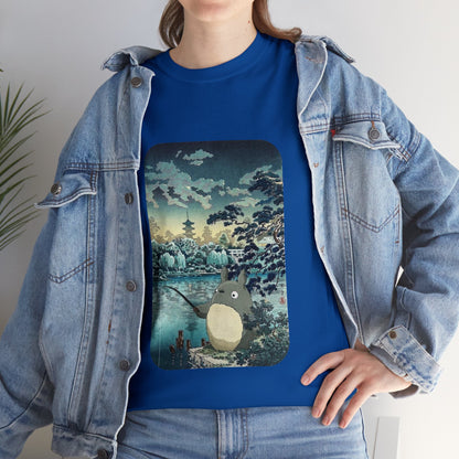 Unisex Heavy Cotton T-shirt - "Totoro Fishing" from Studio Ghibli