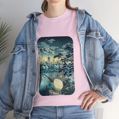 Unisex Heavy Cotton T-shirt - "Totoro Fishing" from Studio Ghibli