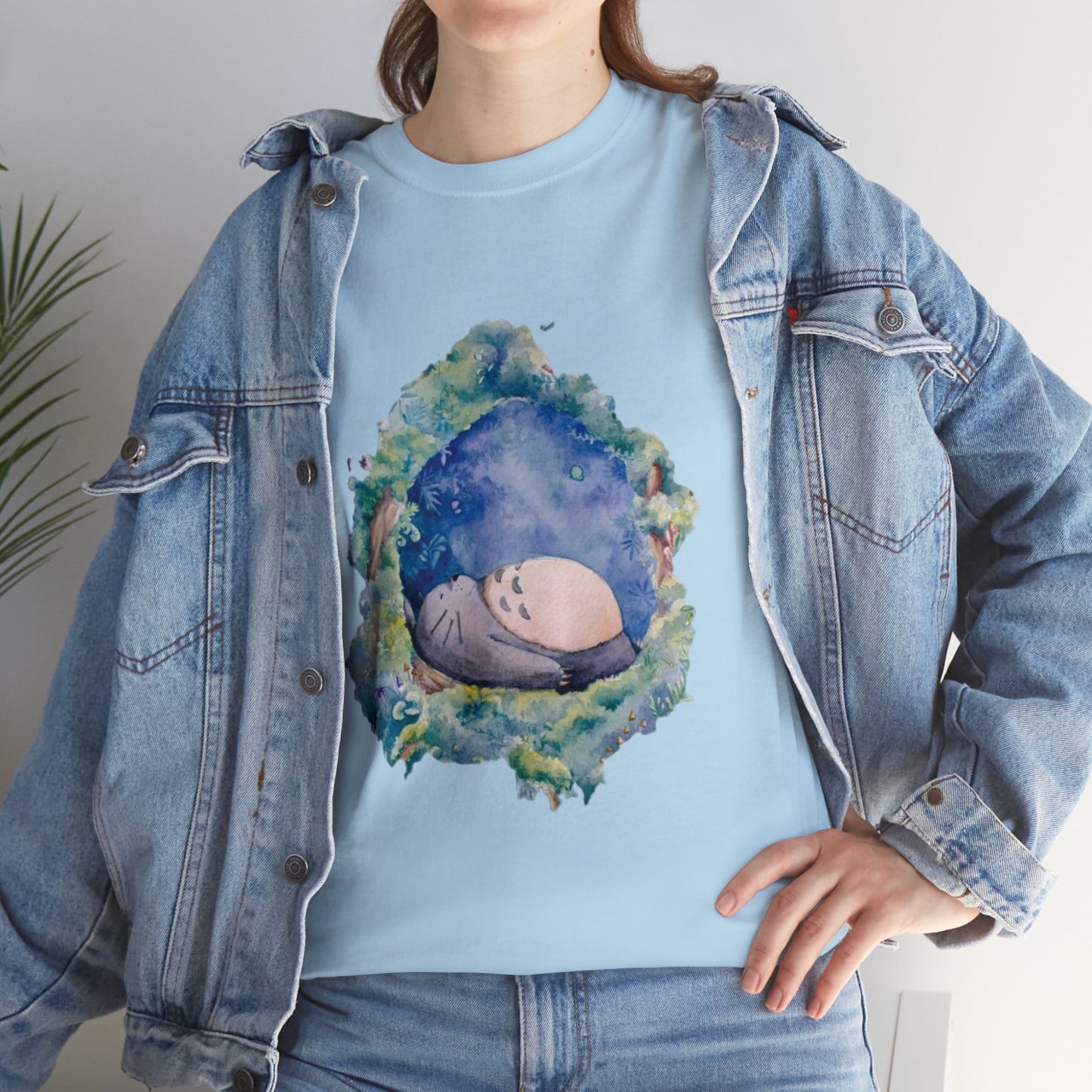 Unisex Heavy Cotton T-shirt - "Totoro Sleeping" from Studio Ghibli