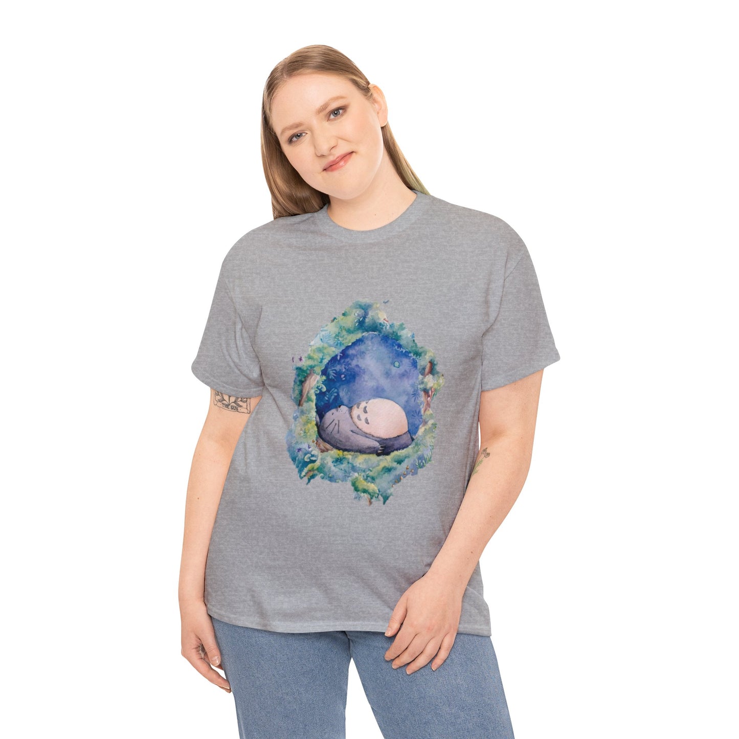 Unisex Heavy Cotton T-shirt - "Totoro Sleeping" from Studio Ghibli