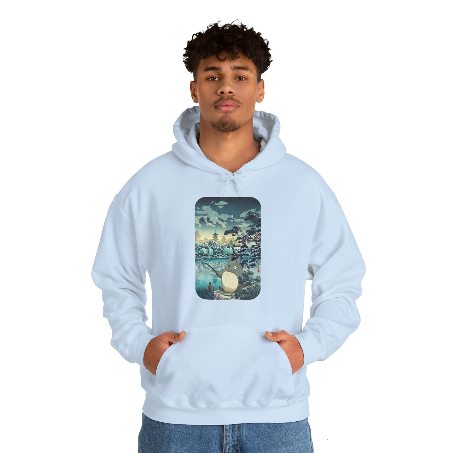 Unisex Heavy Blend™ Hoodie - "Totoro Fishing" from Studio Ghibli