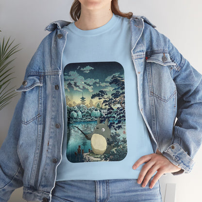 Unisex Heavy Cotton T-shirt - "Totoro Fishing" from Studio Ghibli