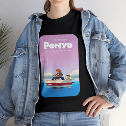 Unisex Heavy Cotton T-shirt - "Ponyo Movie Poster" from Studio Ghibli