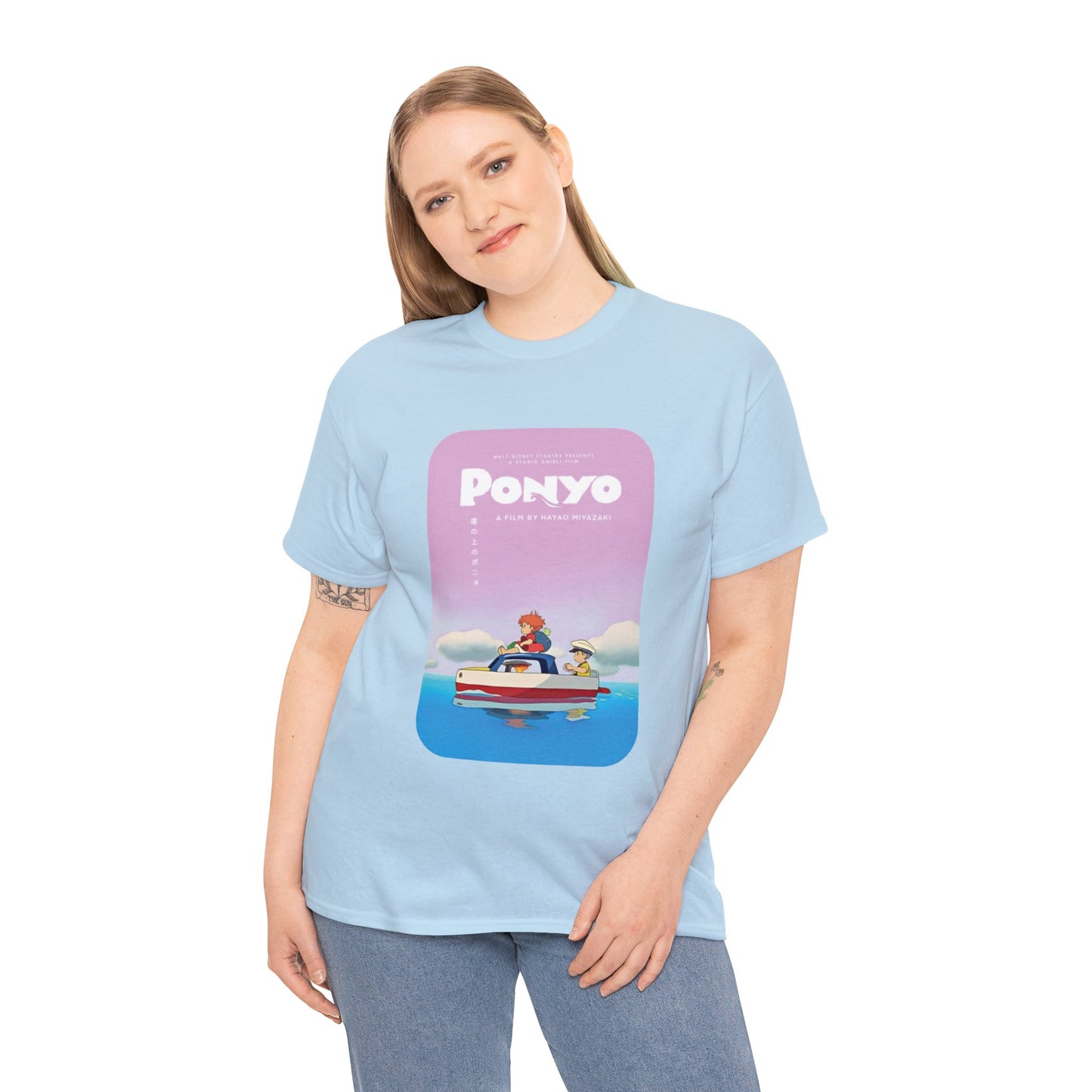 Unisex Heavy Cotton T-shirt - "Ponyo Movie Poster" from Studio Ghibli