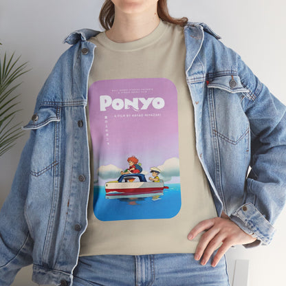 Unisex Heavy Cotton T-shirt - "Ponyo Movie Poster" from Studio Ghibli