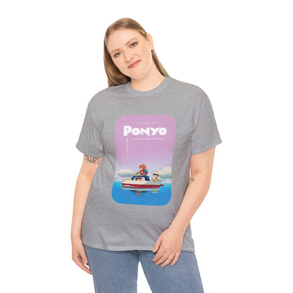 Unisex Heavy Cotton T-shirt - "Ponyo Movie Poster" from Studio Ghibli