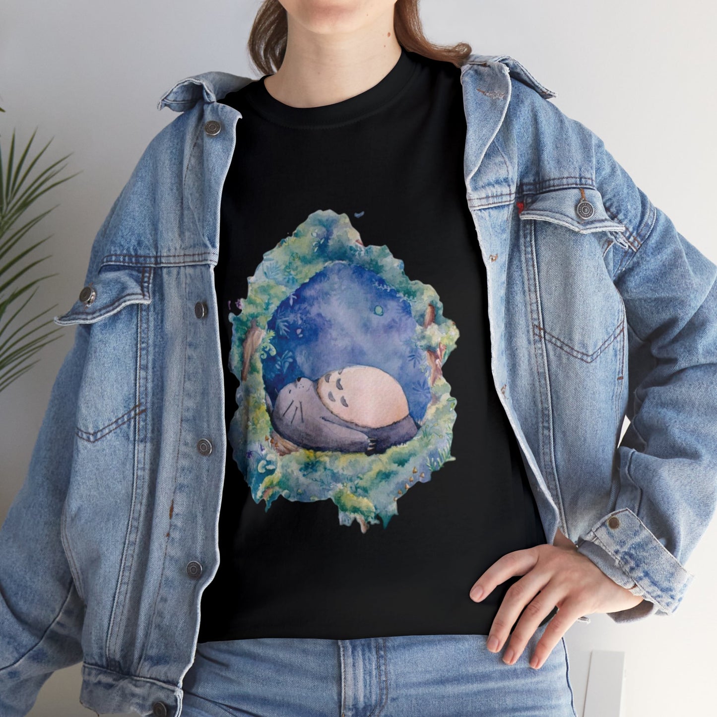 Unisex Heavy Cotton T-shirt - "Totoro Sleeping" from Studio Ghibli