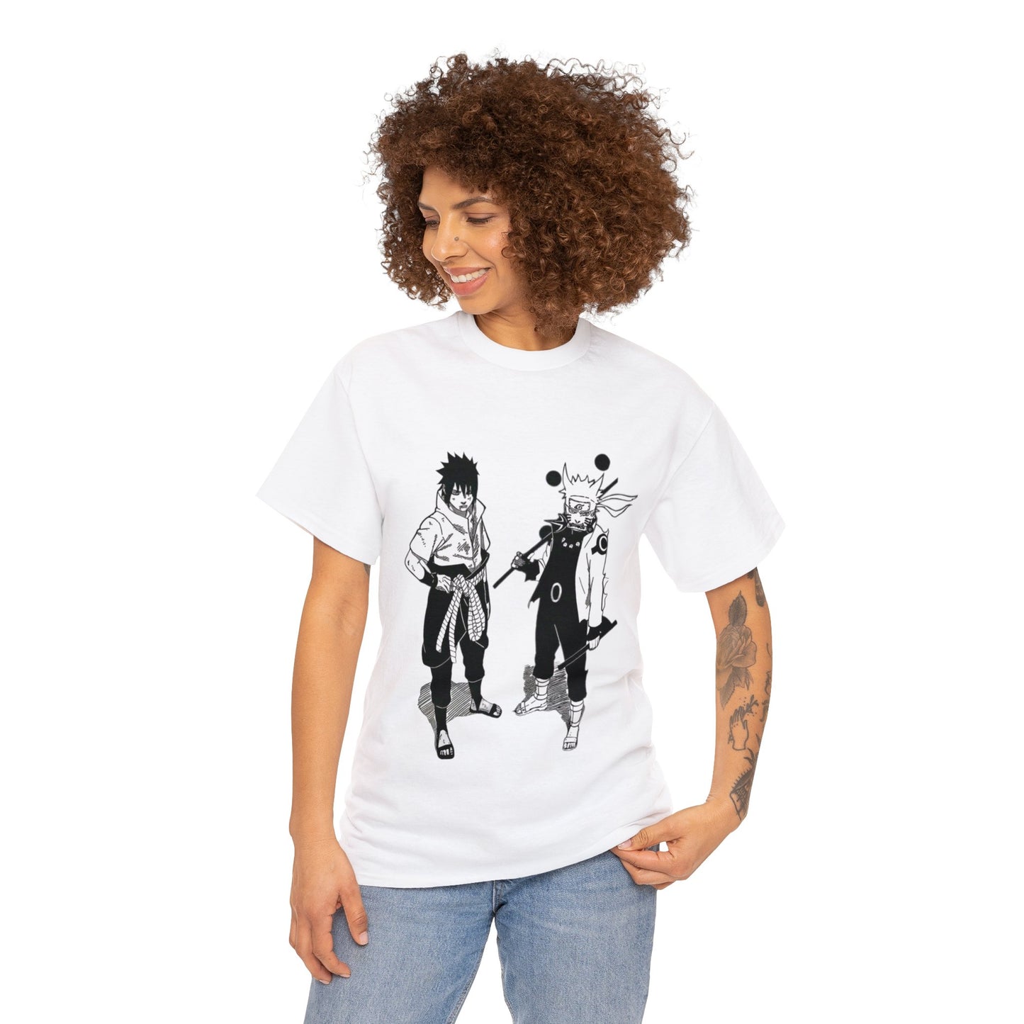 Unisex Heavy Cotton T-shirt - "Naruto & Sasuke Manga 2" from Naruto Shippuden