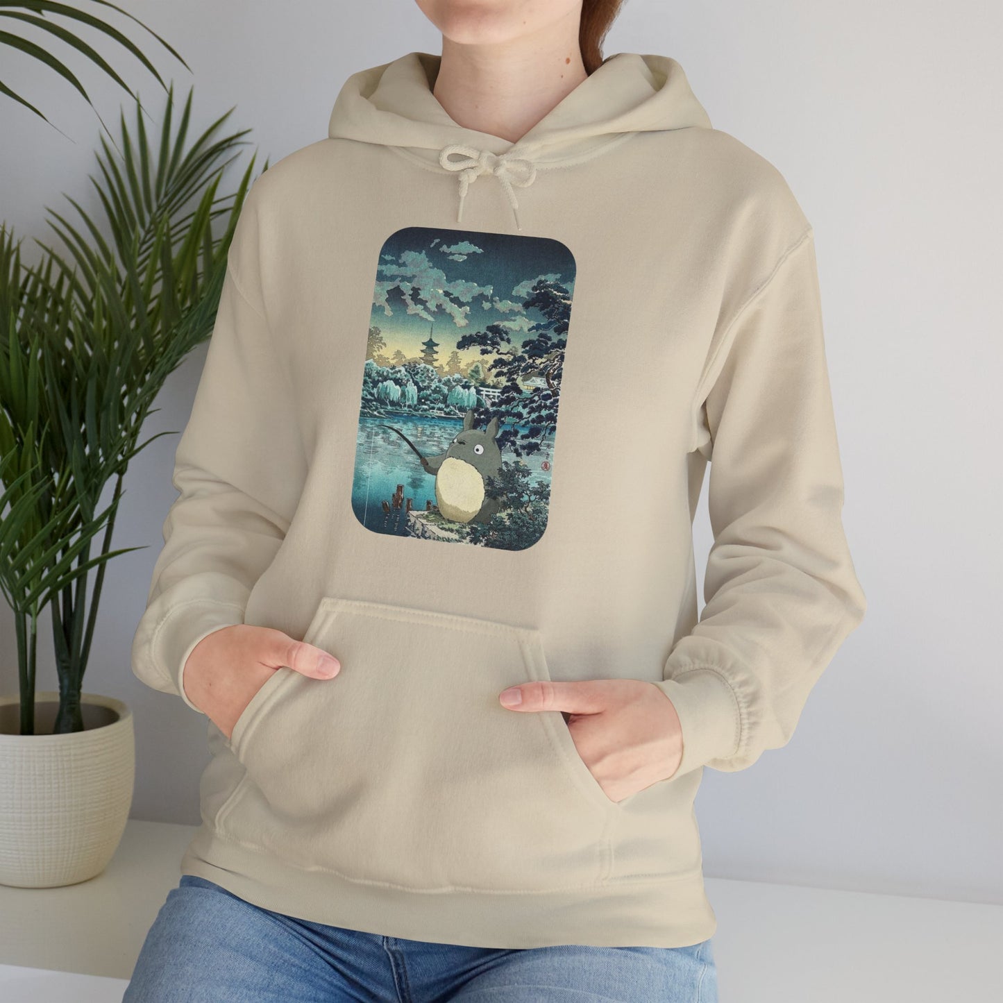 Unisex Heavy Blend™ Hoodie - "Totoro Fishing" from Studio Ghibli