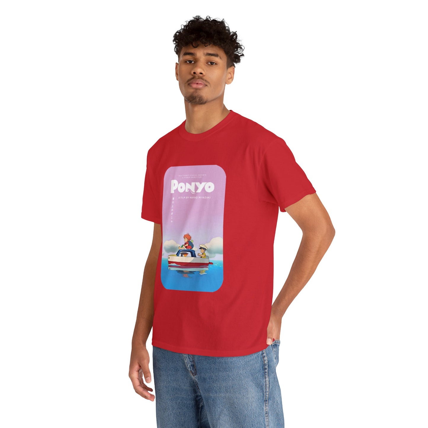 Unisex Heavy Cotton T-shirt - "Ponyo Movie Poster" from Studio Ghibli