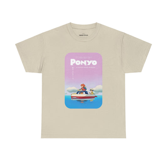 Unisex Heavy Cotton T-shirt - "Ponyo Movie Poster" from Studio Ghibli