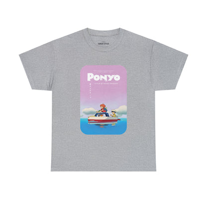 Unisex Heavy Cotton T-shirt - "Ponyo Movie Poster" from Studio Ghibli