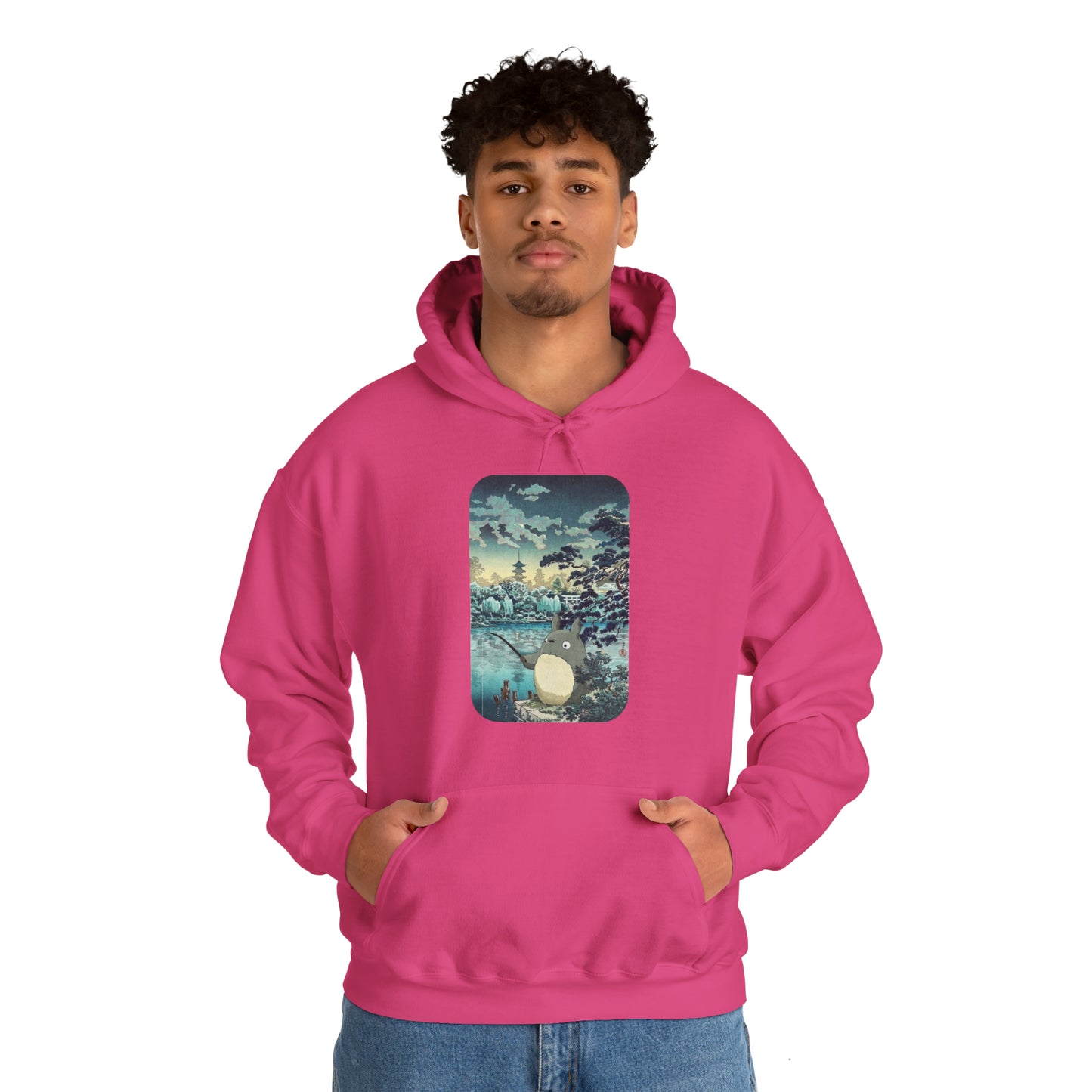 Unisex Heavy Blend™ Hoodie - "Totoro Fishing" from Studio Ghibli